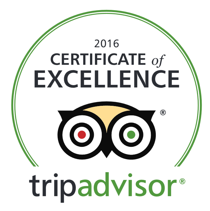 Certificate of Excellence from Trip Advisor